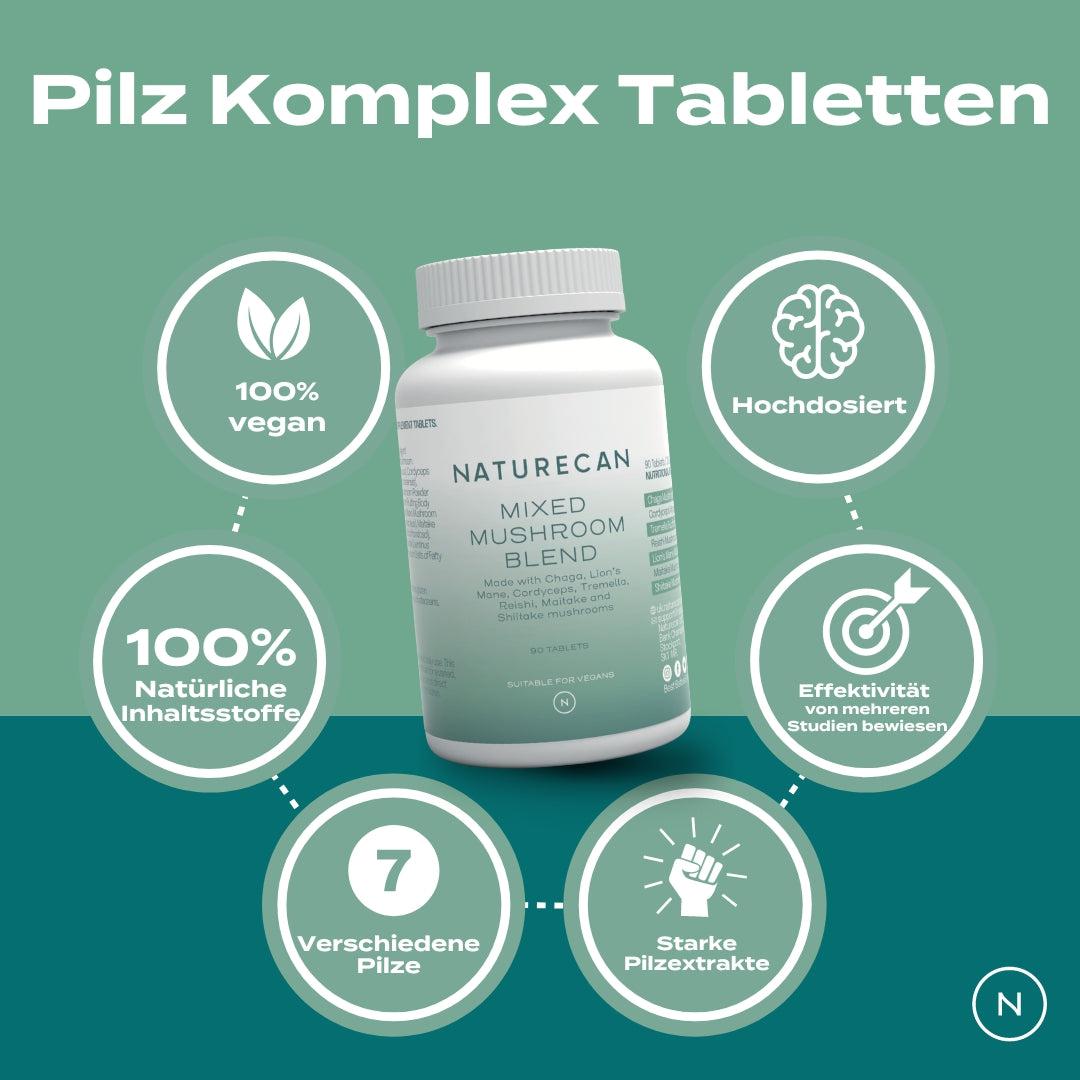 Vital-Pilz-Komplex mit Lions Mane, Chaga und Reishi